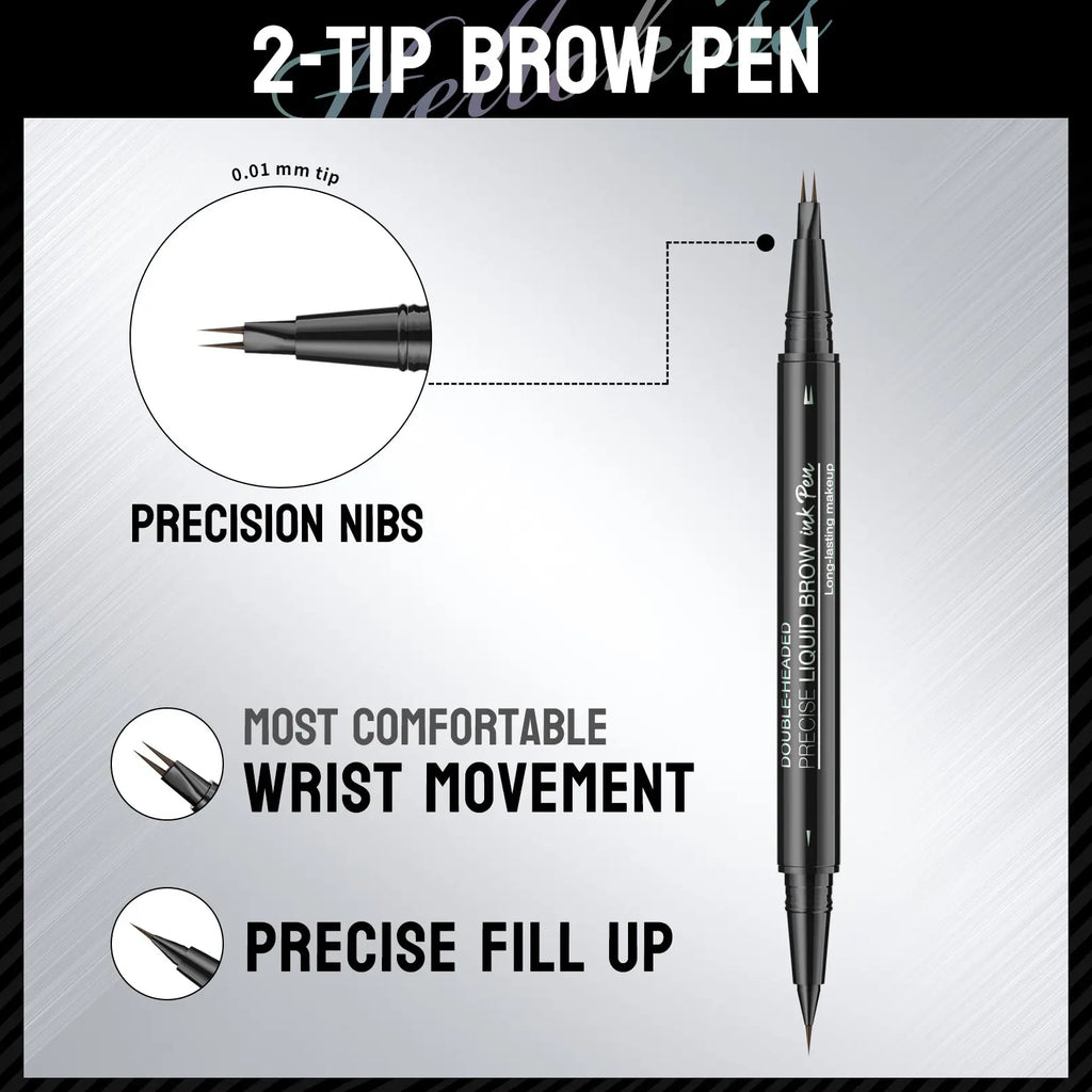Waterproof Sweat-Proof Smudge-Free Eyebrow Pencil, Liquid Dual-Ended 2-In-1, Long-Lasting Color Lock, Perfect Gift