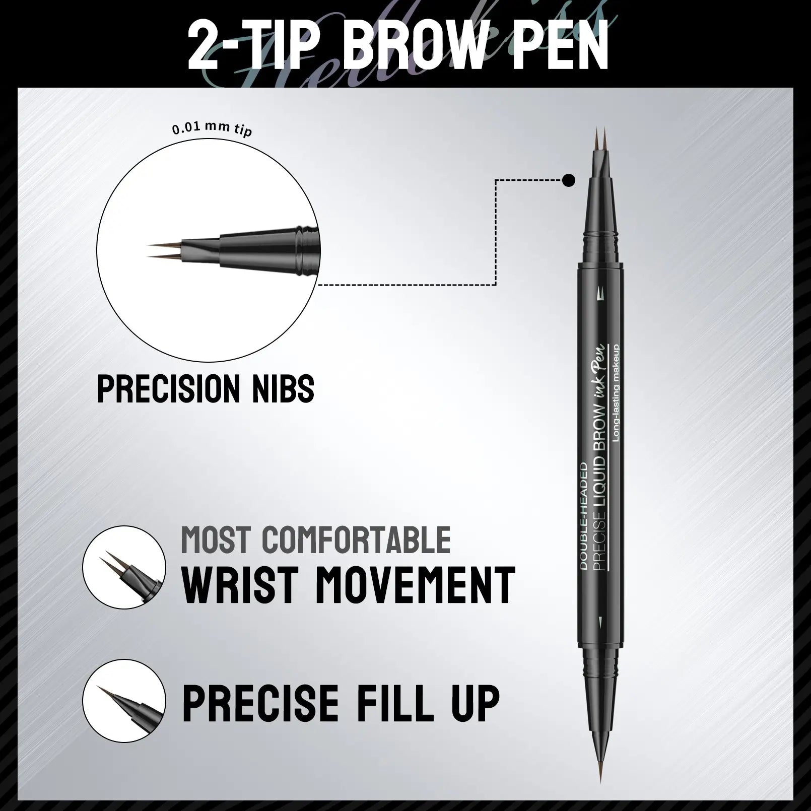 Waterproof Sweat-Proof Smudge-Free Eyebrow Pencil, Liquid Dual-Ended 2-In-1, Long-Lasting Color Lock, Perfect Gift