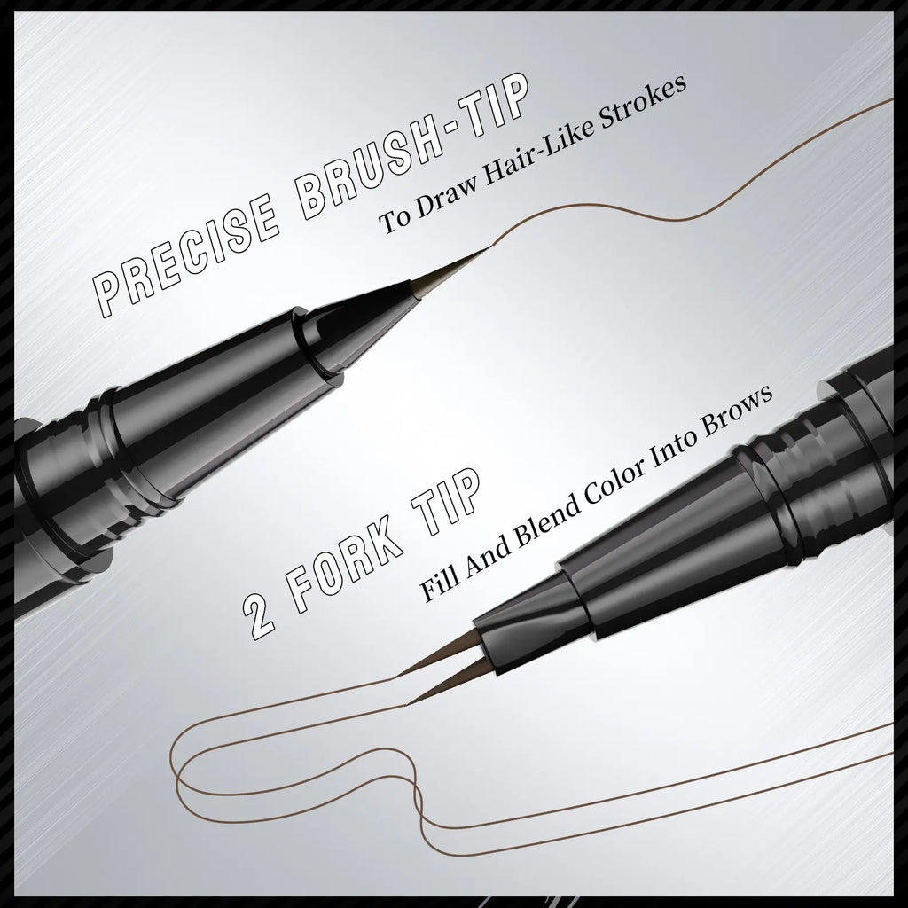 Waterproof Sweat-Proof Smudge-Free Eyebrow Pencil, Liquid Dual-Ended 2-In-1, Long-Lasting Color Lock, Perfect Gift