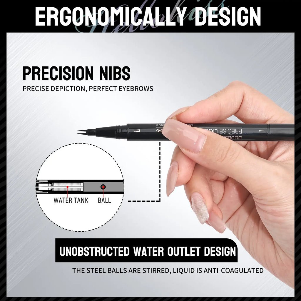 Waterproof Sweat-Proof Smudge-Free Eyebrow Pencil, Liquid Dual-Ended 2-In-1, Long-Lasting Color Lock, Perfect Gift