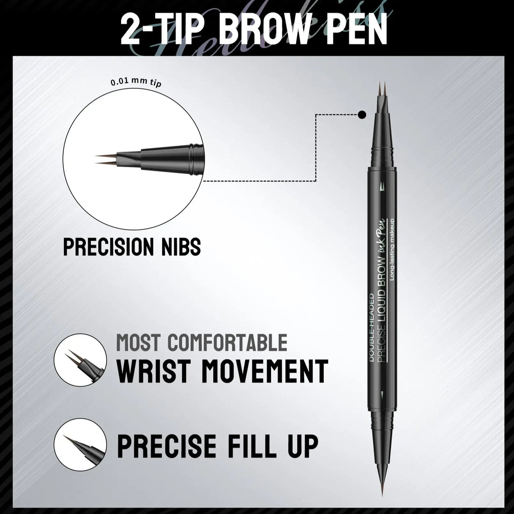 Waterproof Sweat-Proof Smudge-Free Eyebrow Pencil, Liquid Dual-Ended 2-In-1, Long-Lasting Color Lock, Perfect Gift