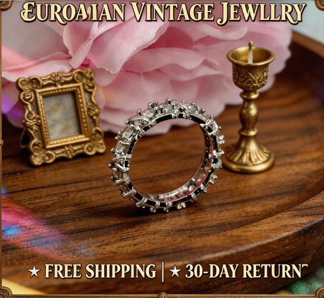 Luxury Round Cut Cubic Zirconia Eternity Ring | Hypoallergenic Silver-Plated Stackable Wedding Band