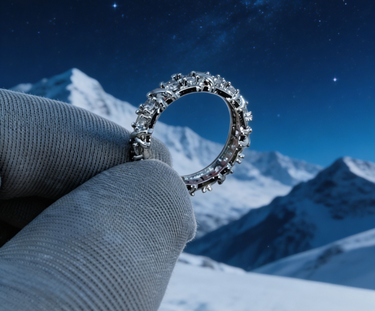 Luxury Round Cut Cubic Zirconia Eternity Ring | Hypoallergenic Silver-Plated Stackable Wedding Band